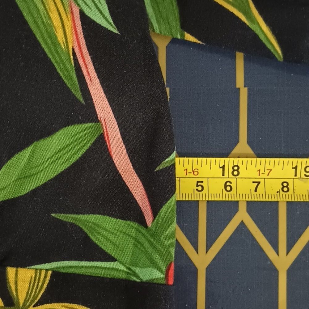 R&K Black Tropical Floral Midi Dress with Green & Yellow Leaf Print - Picture 11 of 14